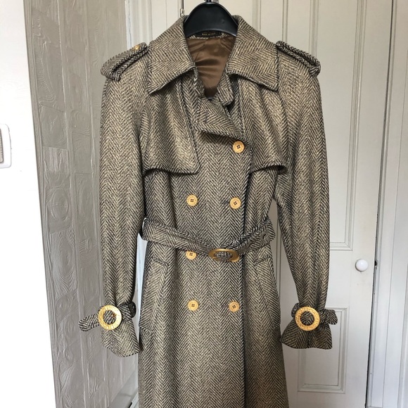 Stylish Wool Trench Coat - Made in Italy -Size 42-M - Picture 5 of 12
